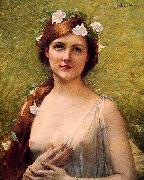 Young Woman with Morning Glories in Her Hair, Jules Joseph Lefebvre